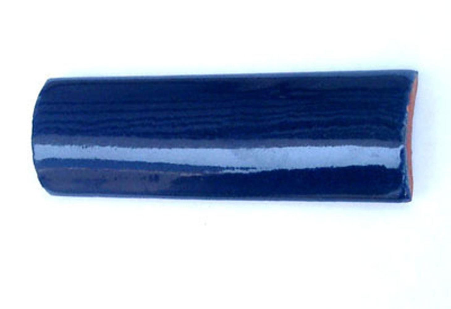 #S006) CERAMIC BULLNOSE MOLDING QUARTER ROUND HANDMADE TRIM TILE COBALT BLUE