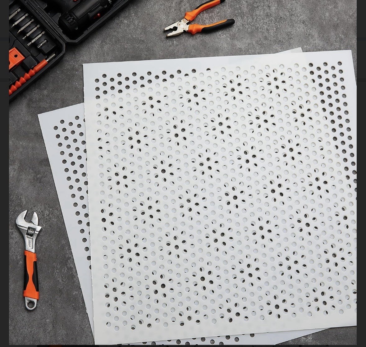 2’x2′ White Plastic Perforated Tile with 3/8″ Holes (2-Pack)