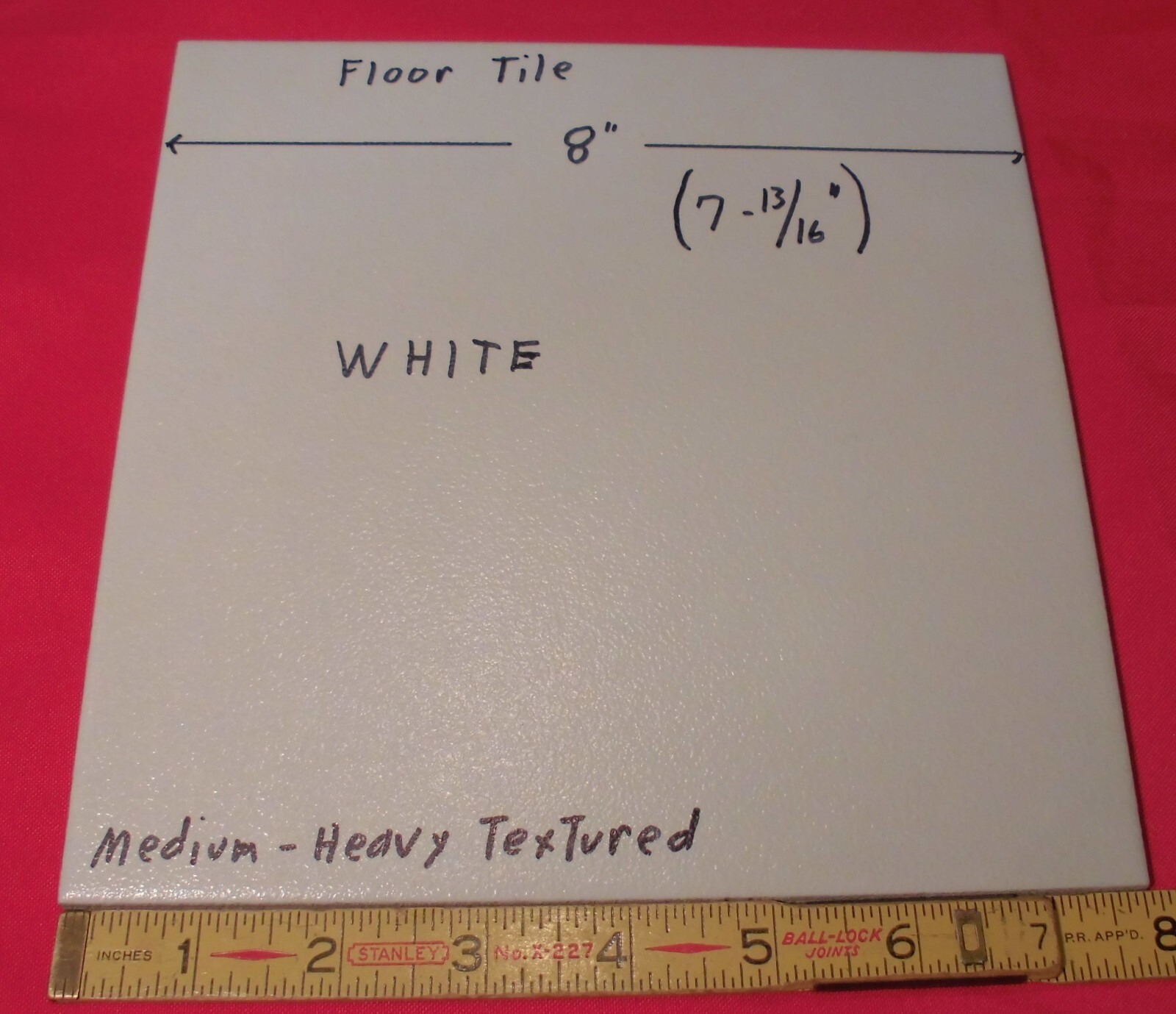 1 pc. Floor White: Ceramic Tile 8″ X 8″ Medium-Heavy Textured: New Stock, Mexico