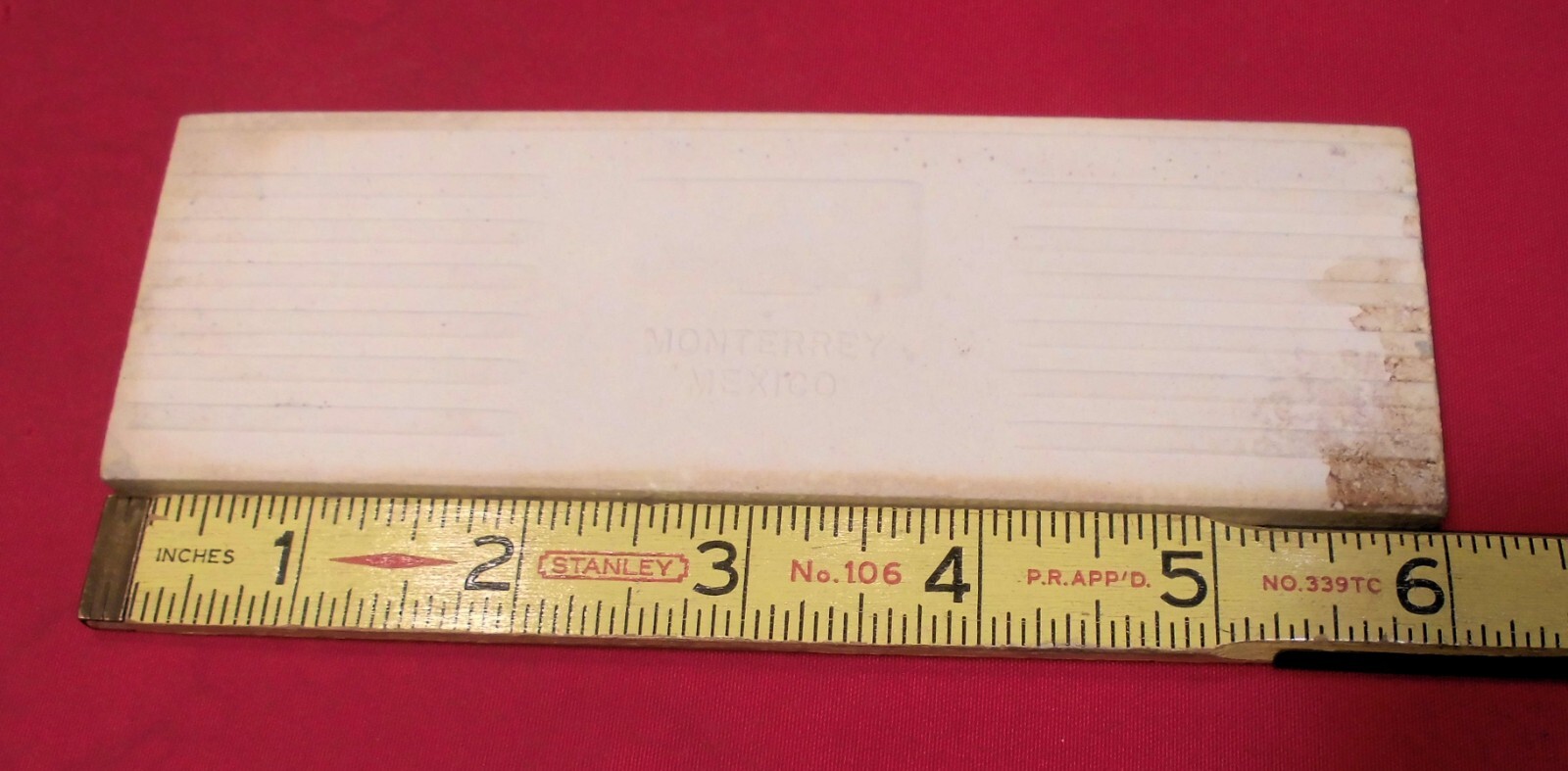 1 pc. Texas Yellow: Glossy Ceramic Bullnose Flat Trim Tile by Daltile in 1970’s
