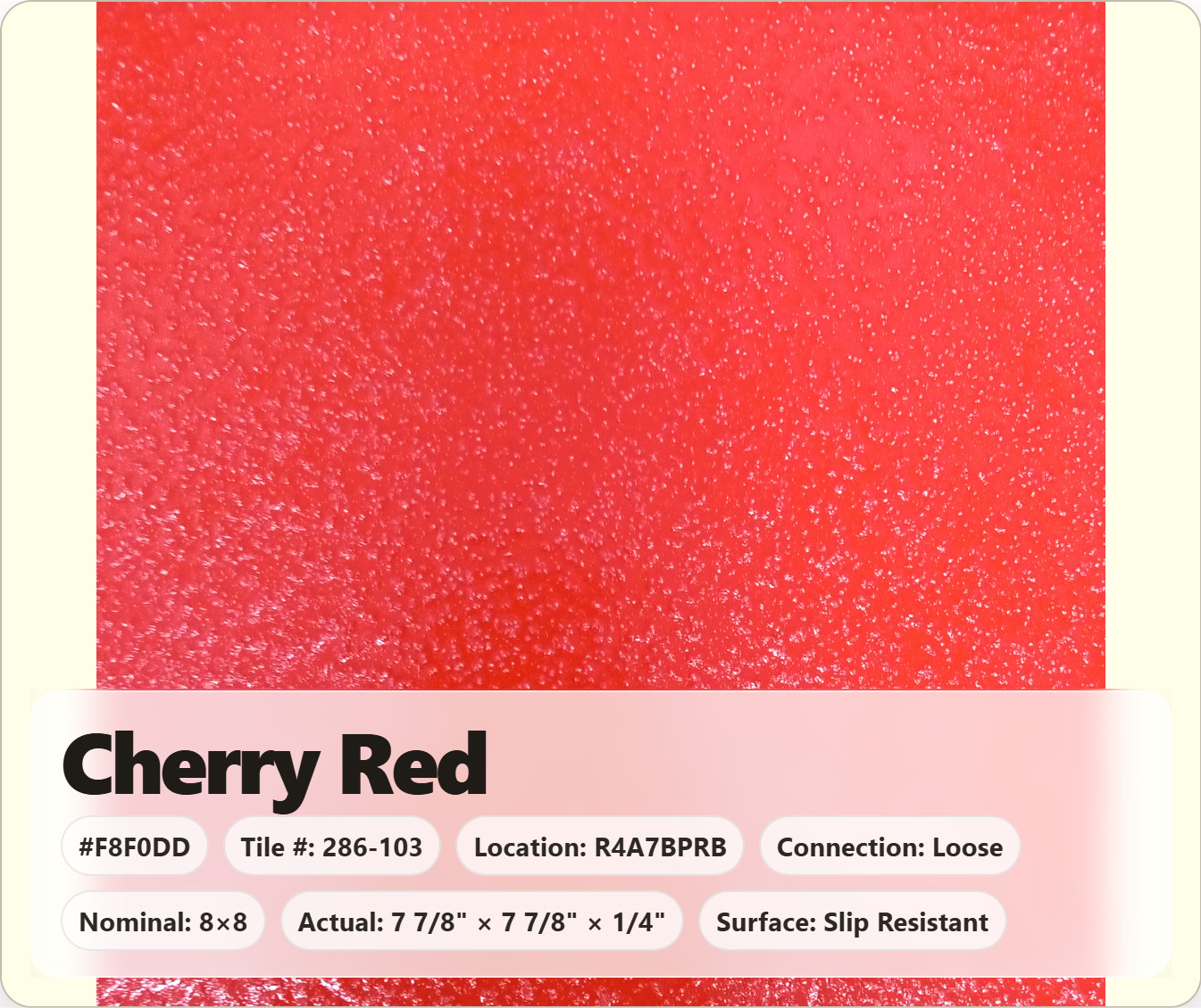 8×8 Tile Slip Resistant Cherry Red Mosaic Wall Remodel Ceramic C#286-103 Sample