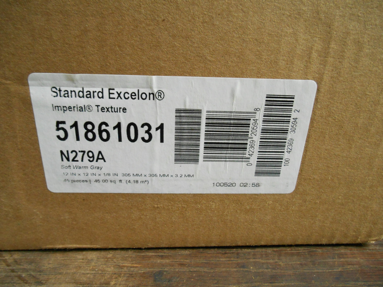 Armstrong Excelon Commercial Floor Tile Soft Warm Gray 12″x12″ Case of 45 Pcs.