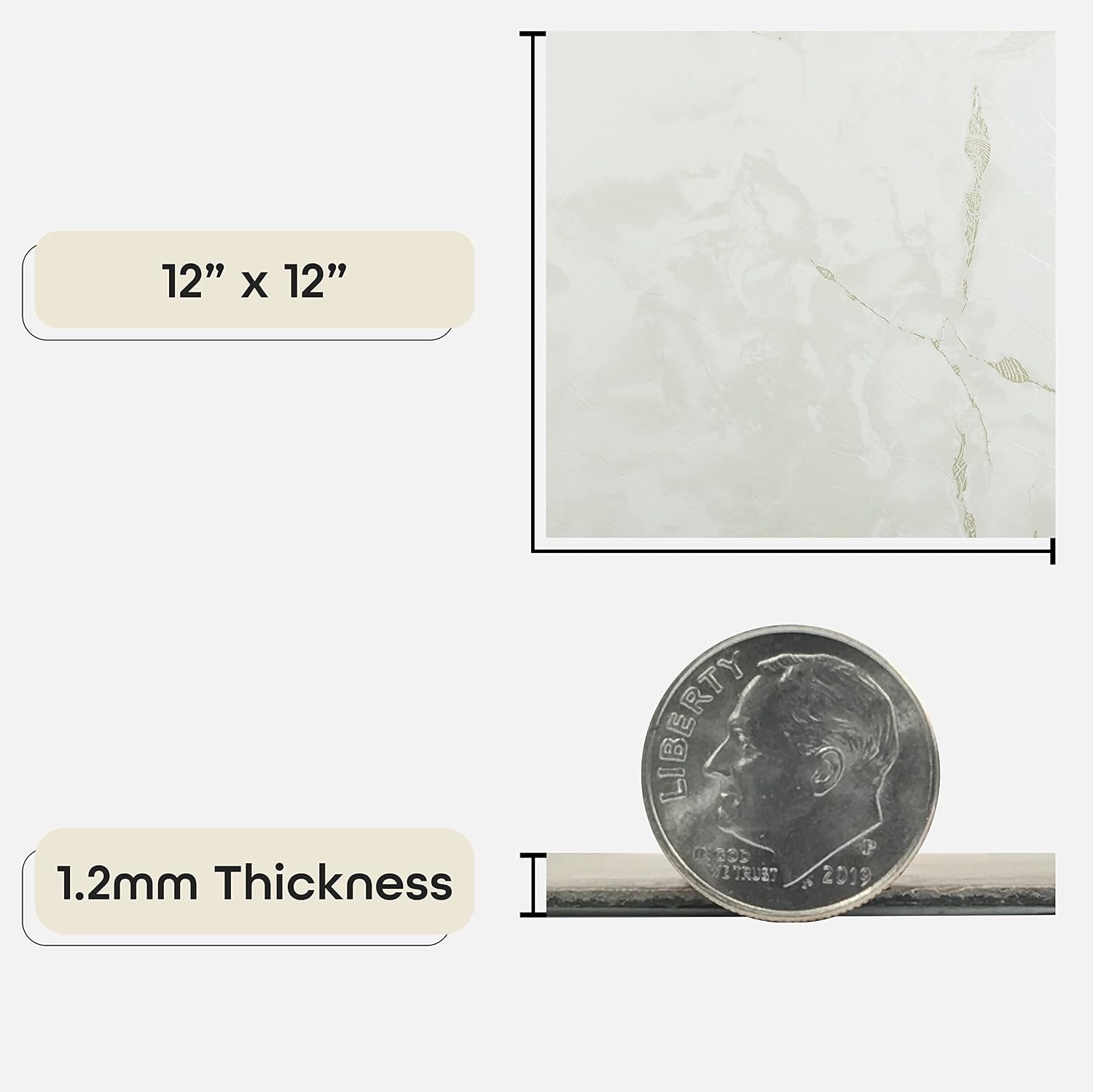 FTVMA40220 Nexus 12″ Vinyl Tile – Marble Classic White with Grey Veins, 20-Pack