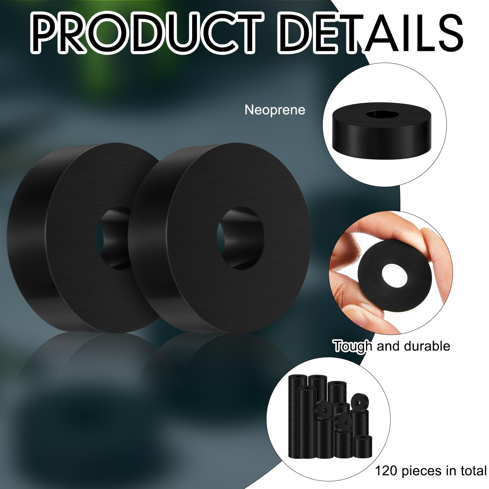 Fabbay Multi Purpose Rubber Spacer 1 OD x 3/8 ID x 1/2 Inch Thickness 1 inch
