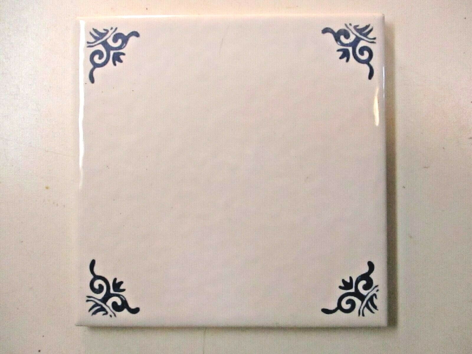 1 Wall Tile US Ceramic USA Delft Blue 4-1/4″ Sq Off White Gloss Dimpled Vtg 1993