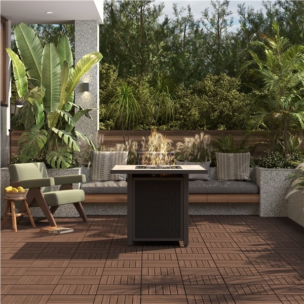 27pcs Wooden Patio Tiles Interlocking Flooring Deck Tile Outdoor Pathway 12×12”