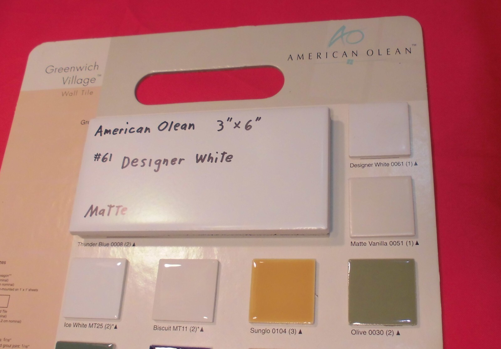 6 pieces: #61 Designer White: Matte Ceramic Subway Tiles by American Olean, NEW