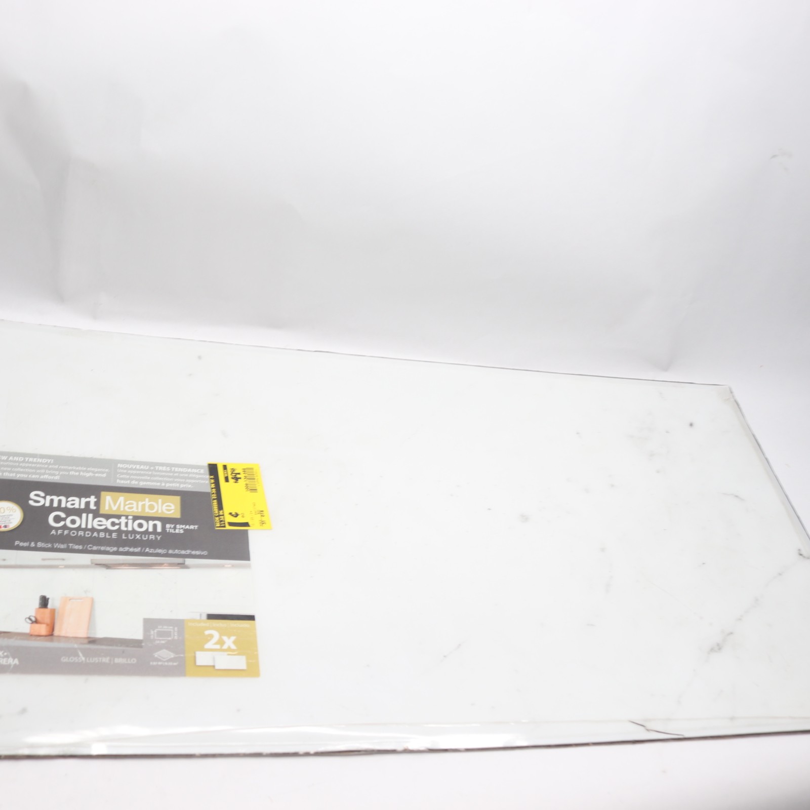 (2-Pk)Smart Tiles Blok Marble Peel & Stick Backsplash Wall Tiles 22.56″ x 11.58″