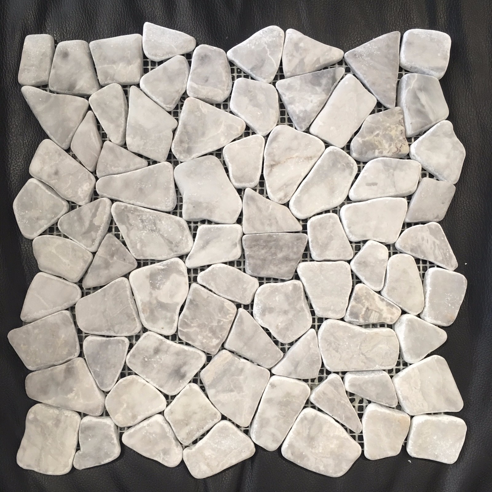 Soft Grey Pebble Flat Tile Mosaic Gray Stone Wall Shower Floor Back Splash