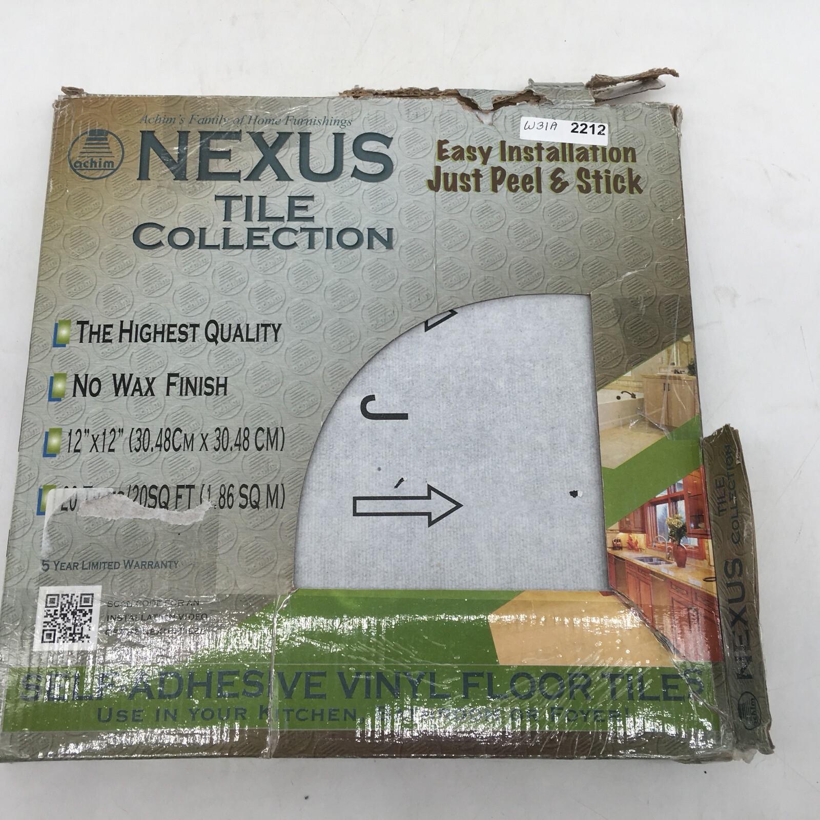 Achim Nexus Self Adhesive Vinyl Floor Tile Collection 20 Tiles 20 SQ FT 12×12 In