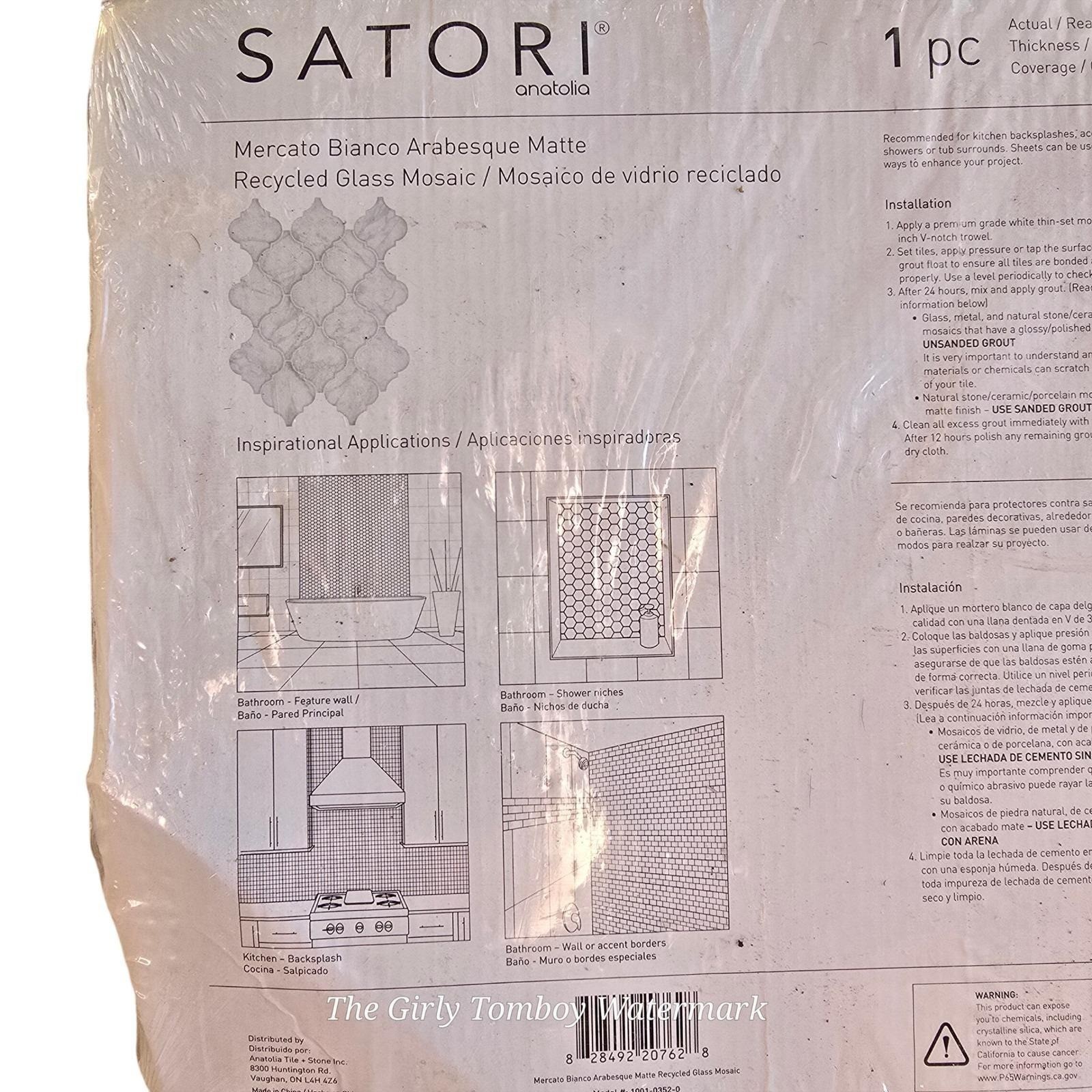 Satori Anatolia Recycled Glass Mosaic Arabesque Matte Tile Mercato Bianco