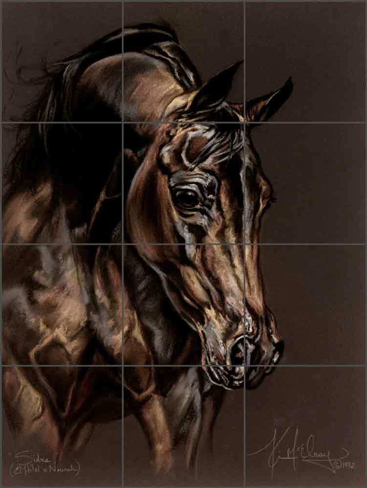 Horse Tile Backsplash Kim McElroy Equine Art Ceramic Mural KMA040