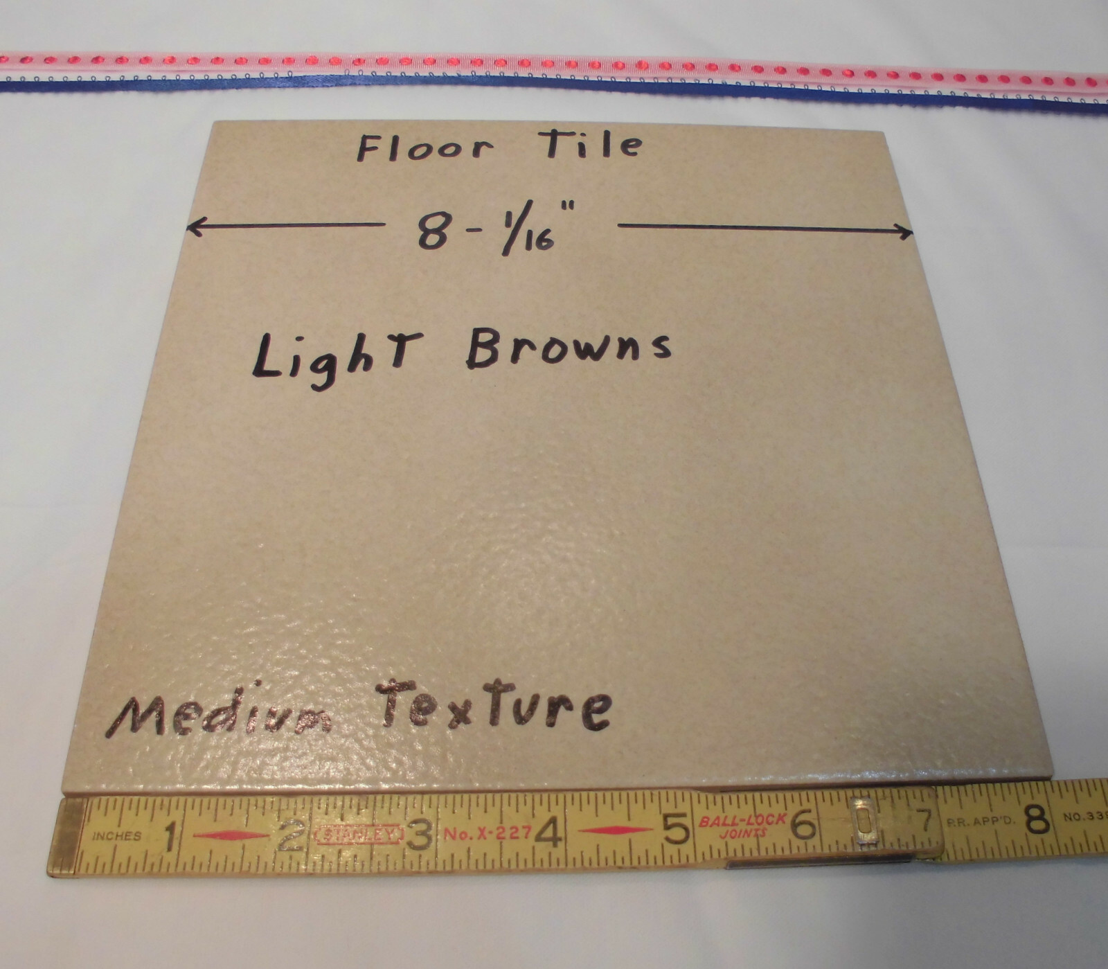 1 pc. Light Browns: Ceramic Floor Tile: 8″ X 8″ medium textured, New Old Stock
