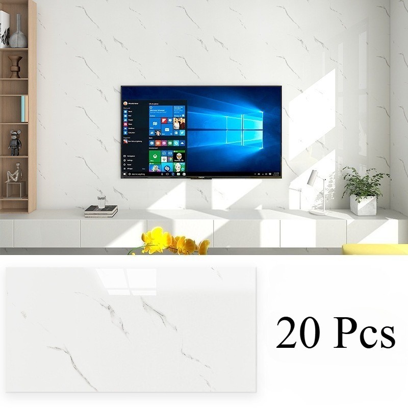 20pcs Peel and Stick Marble Floor Wall Panels 23.6″x11.8″ PVC Tiles Sticker