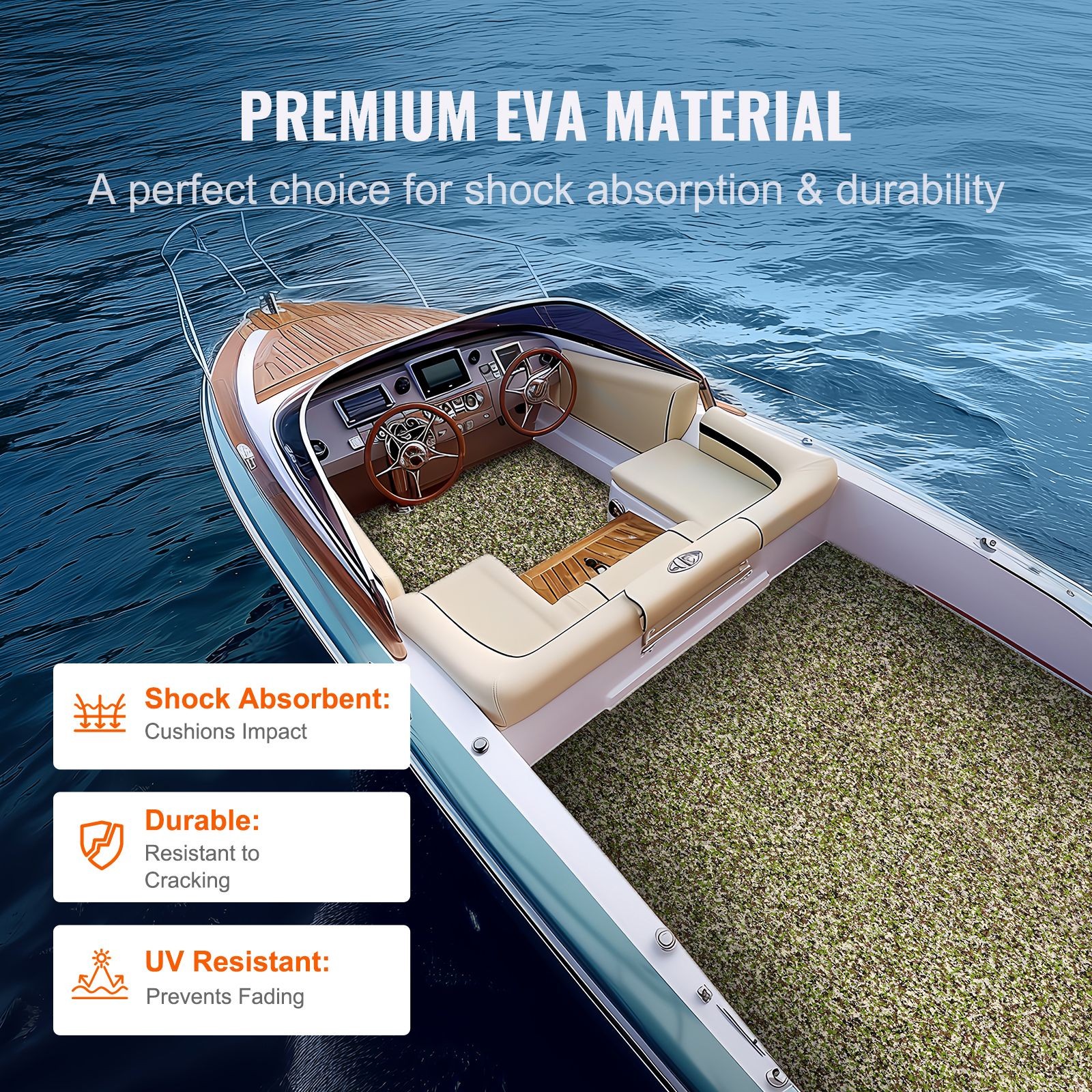 Boat Flooring, EVA Foam Boat Decking 94.5″ x 23.6″, Non – Slip Self – Adhesive
