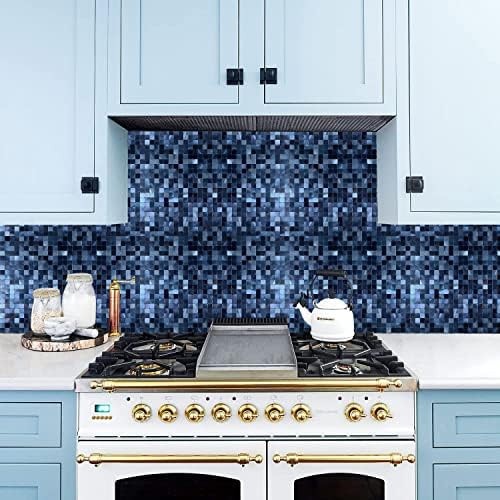 XUANINY 5-Sheet Peel and Stick Backsplash Tiles Dark Blue Surface Aluminum Mo…