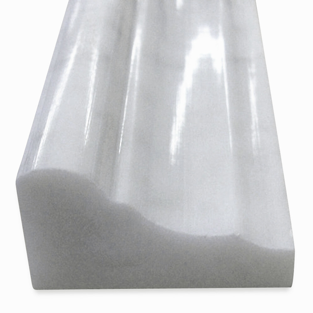 C13P Carrara Marble Venato Carrera Chair Rail Trim Molding Polished 2×12
