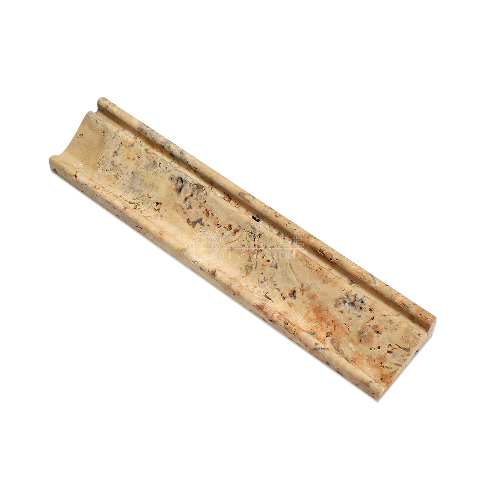 Scabos Travertine Crown Mercer Trim Molding, Honed
