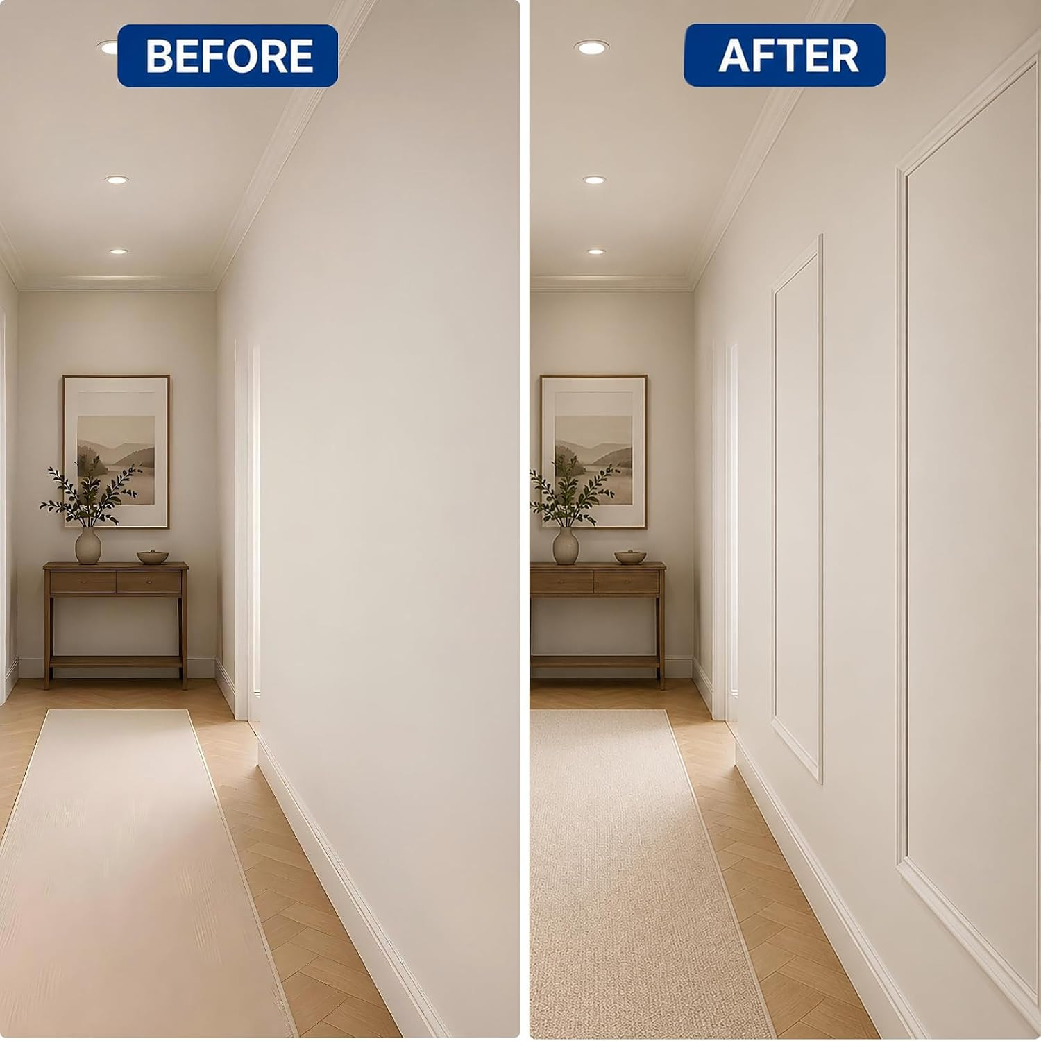 3 Set Peel and Stick Wall Molding Kit, Premade Self Adhesive Wainscoting Panels,