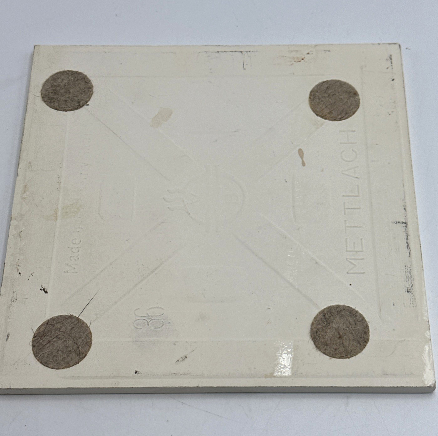 The Four Temperaments: Phlegmatic Depicted on Mettlach Tile Trivet Germany