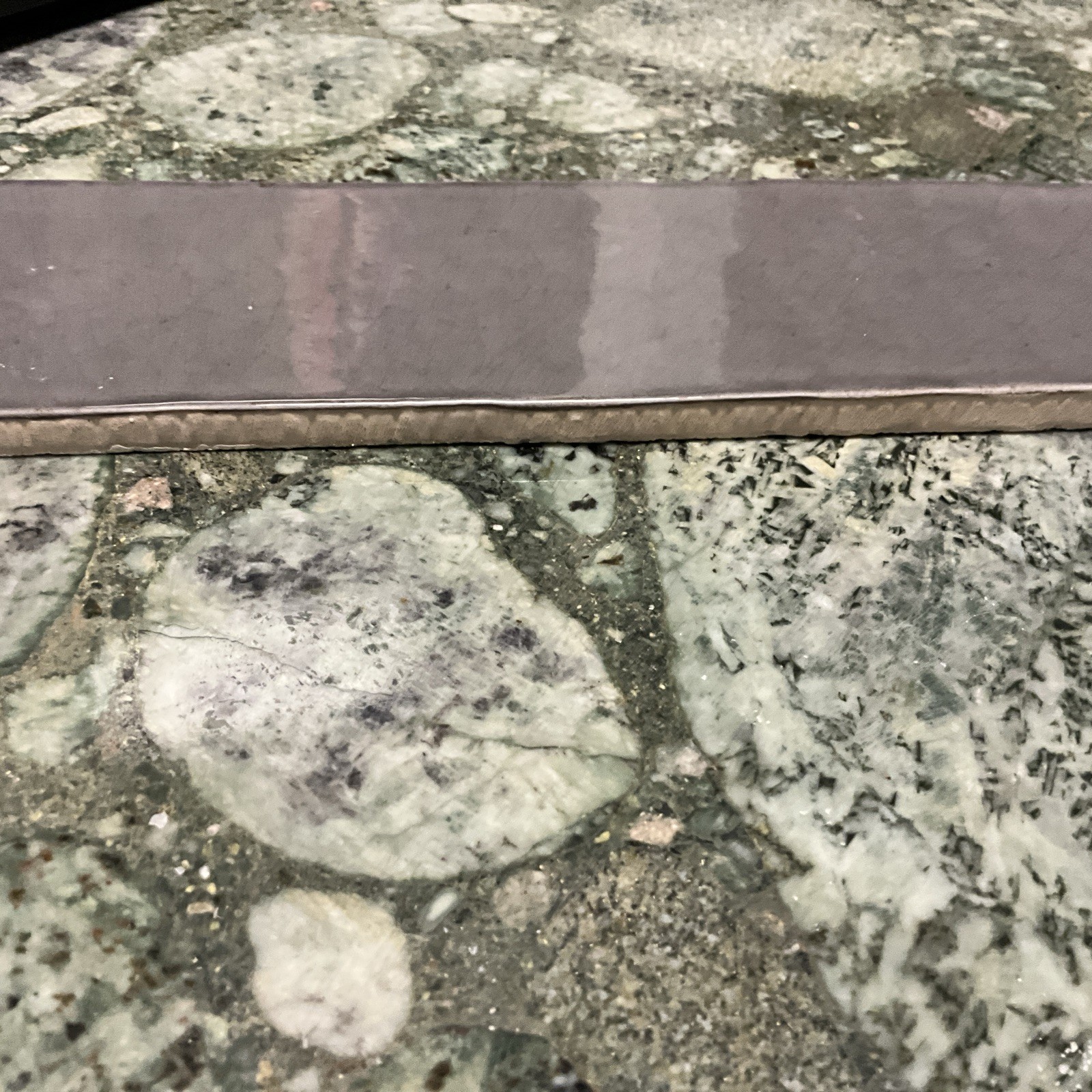 1 PC TILE 3” X 12” MAIOLICA CRACKLED TAUPE BY ROCA TILE. MADE IN SPAIN