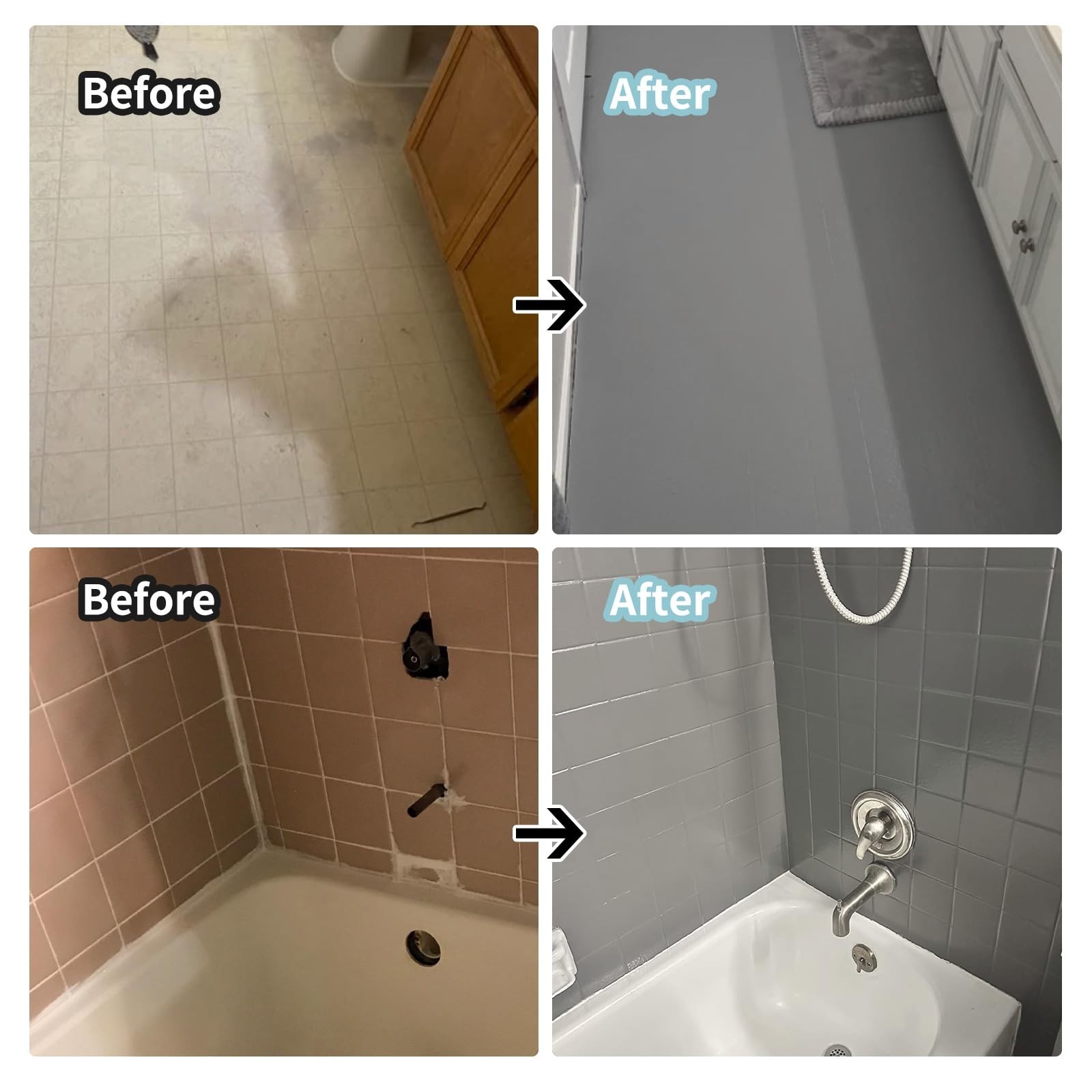 Tub & Tile Refinishing Kit – Bathtub/Bathroom Tile/Countertop Paint, Waterproof