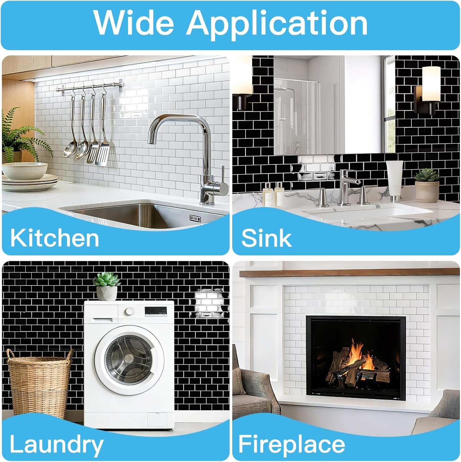 Peel and Stick White with Silver Grout Wall Tiles – 10-Pack of 12 X12
