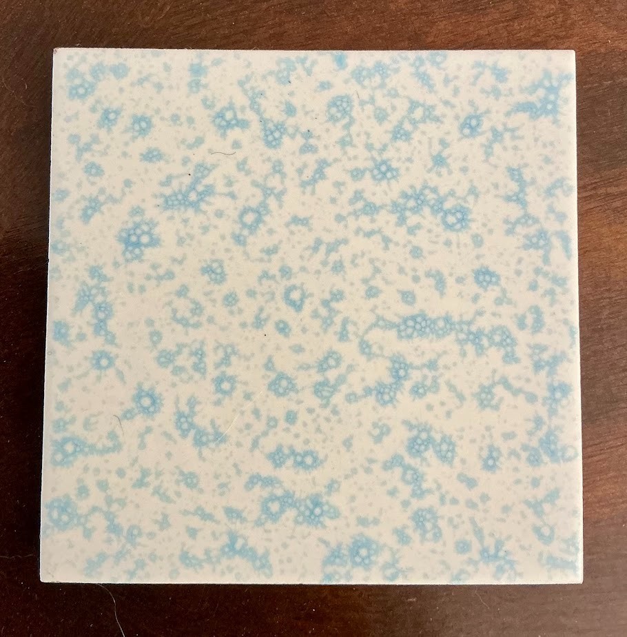 Vtg 1950s Pomona 4 Glazed Ceramic Mottled Blue Tile Made in USA MCM Salvaged Lot
