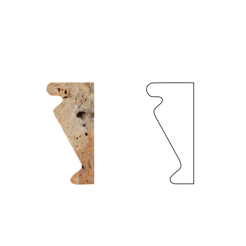 Scabos Travertine Crown Mercer Trim Molding, Honed