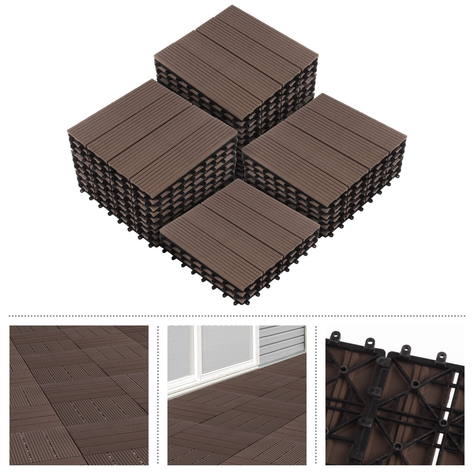 Interlocking Deck Tiles – 30-Pack 11.6-in Wood Plastic Composite All-Weather …