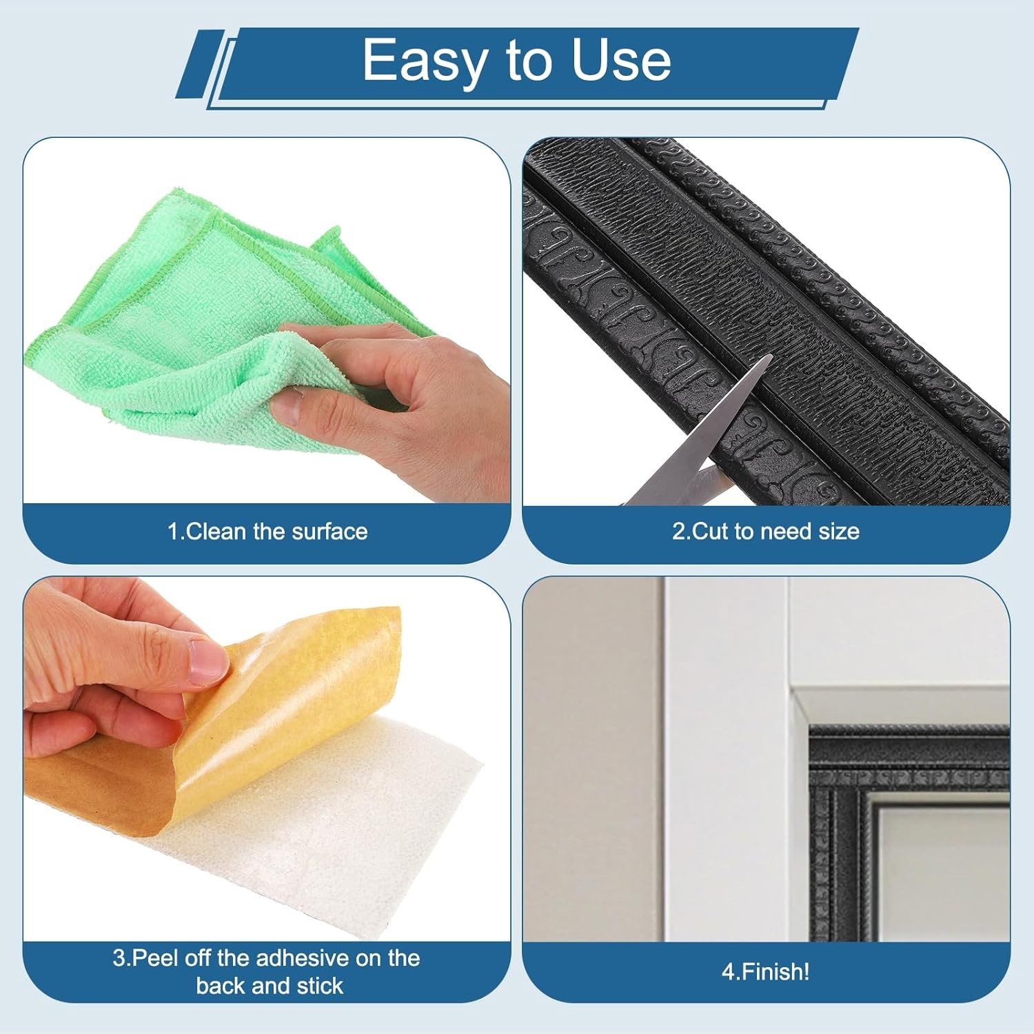 3D Peel and Stick Wall Border Trim Copper Flexible Self Adhesive Molding 90×1.57