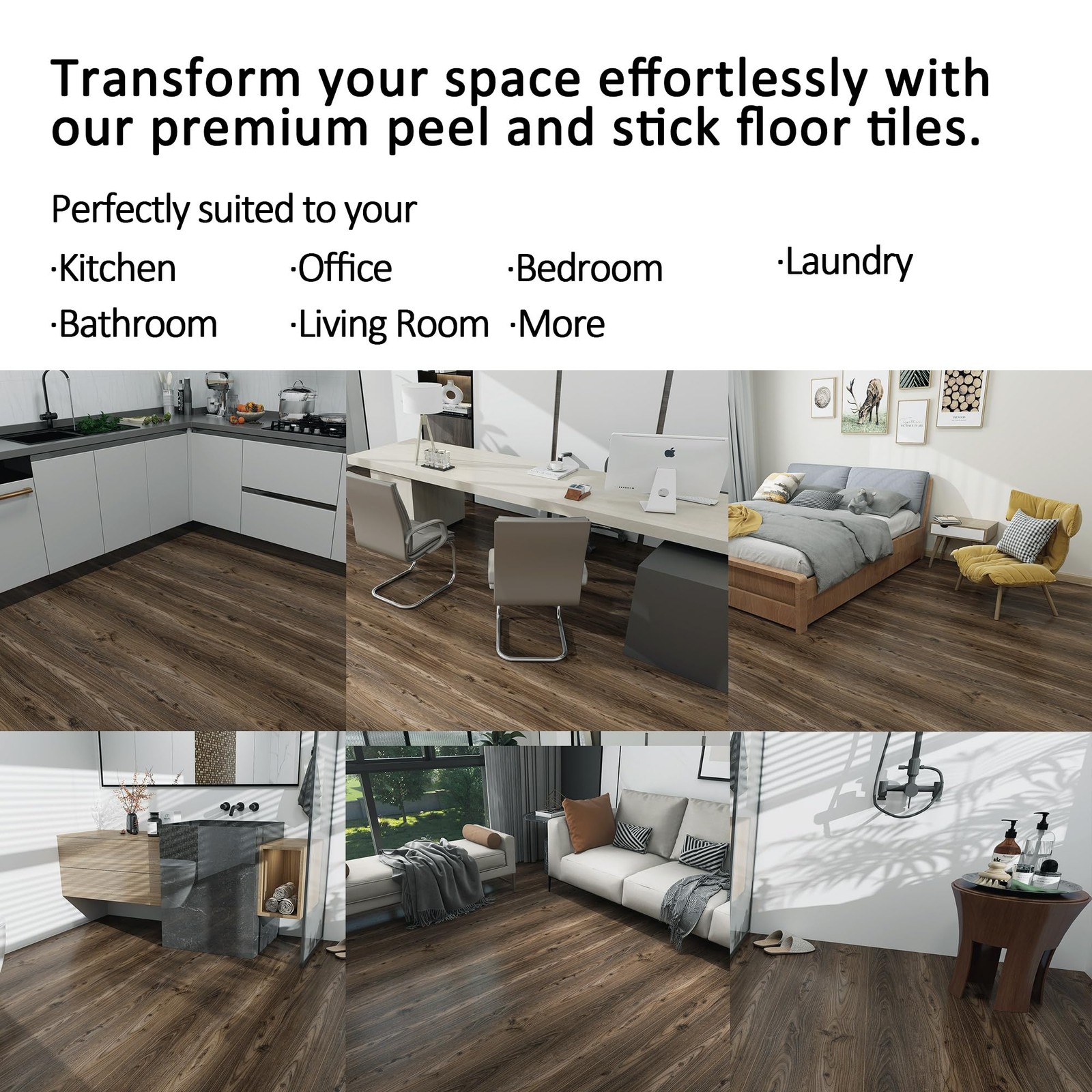 Wood Look Vinyl Flooring Roll,11.8″X197″,Peel & Stick Floor Tile