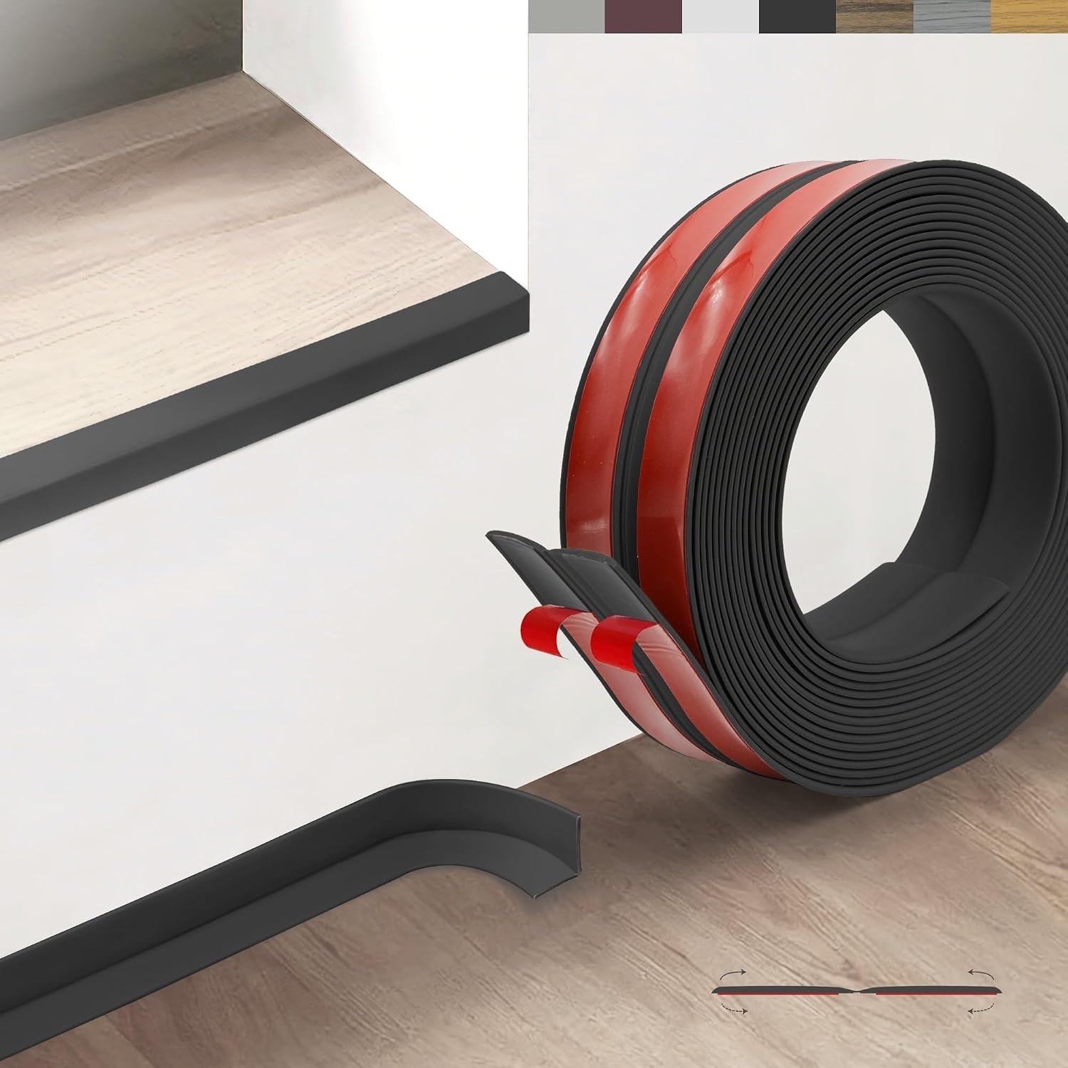 Flexible Wall Corner Protector Molding Trim 10ft Black Self Adhesive Peel and