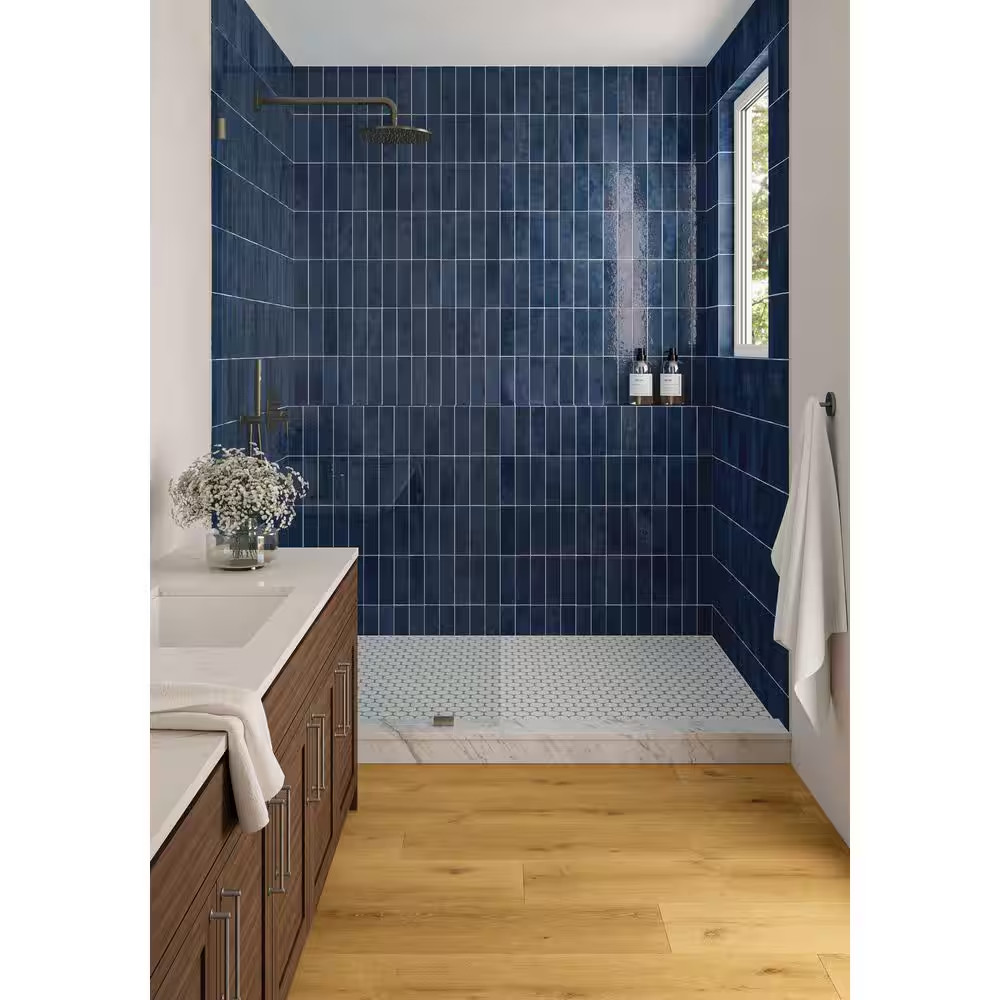 Cloe Subway Glossy Blue 2.5 In. X 8 In. Handmade-Look Ceramic Wall Tile (10.64 S