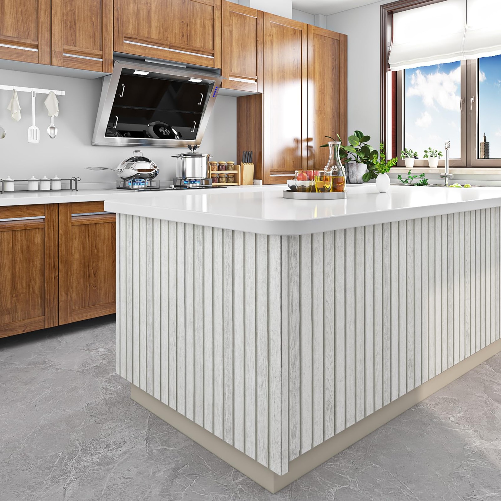 Off White Beadboard Wallpaper Peel and Stick Faux Wood Slat Wall Paneling for…