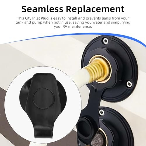 3pcs RV Water Inlet Plugs, 3/4″ Black Rubber City Water Cap Replacement with