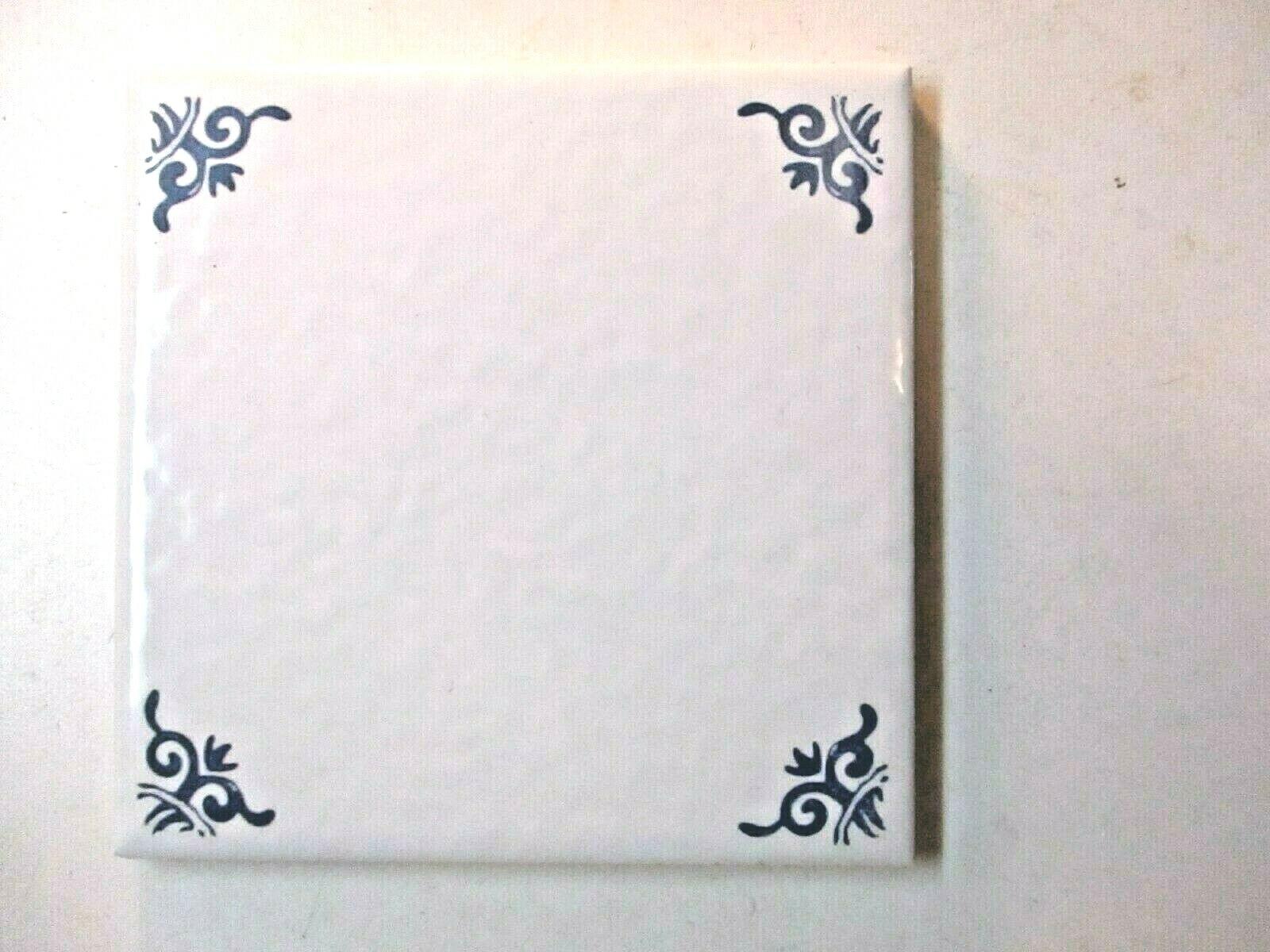 1 Wall Tile US Ceramic USA Delft Blue 4-1/4″ Sq Off White Gloss Dimpled Vtg 1993