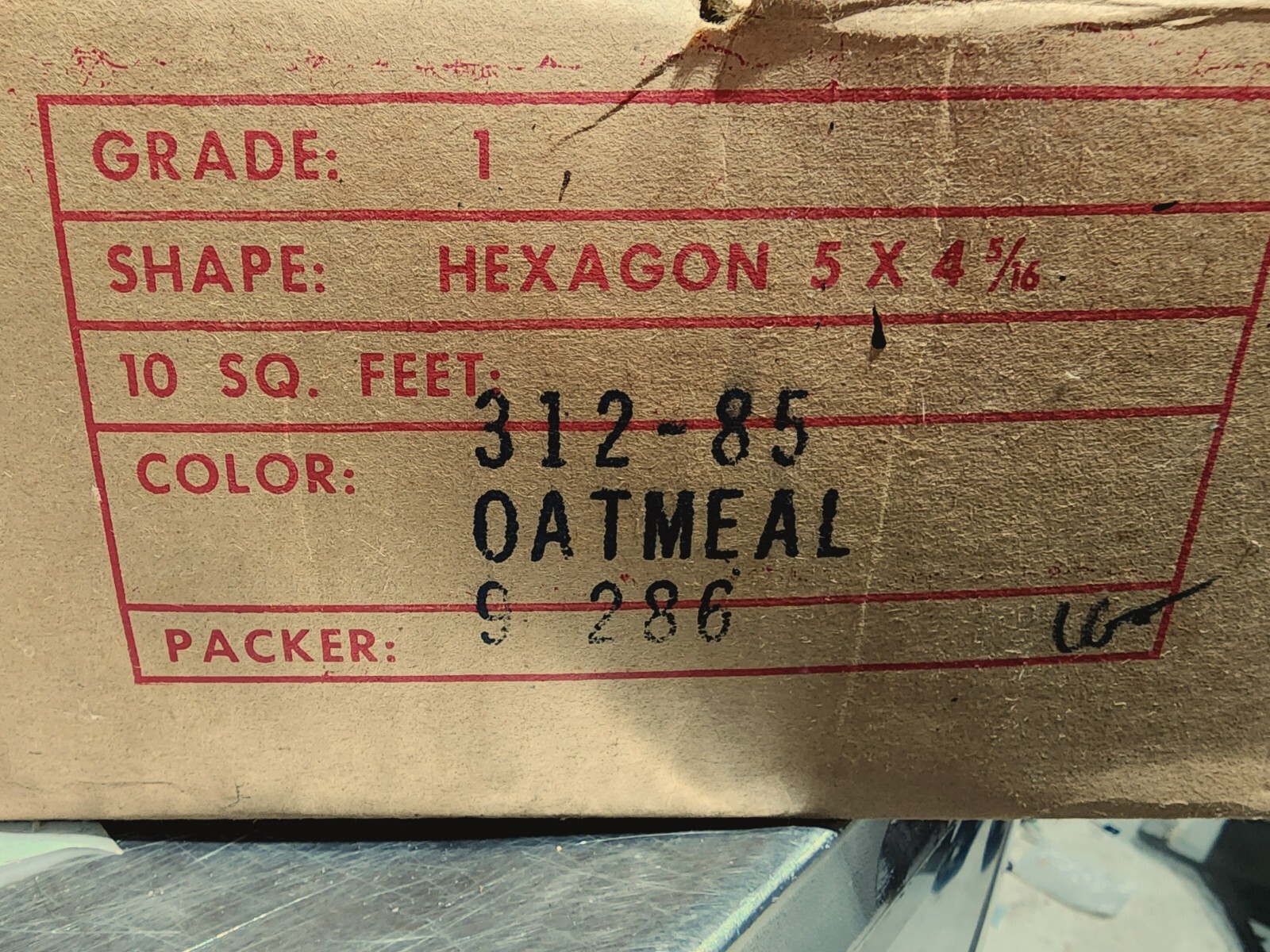 Lot of 5- Vintage Mid-State 5″ x 4-1/4″ Ceramic Tile Oatmeal Hexagon