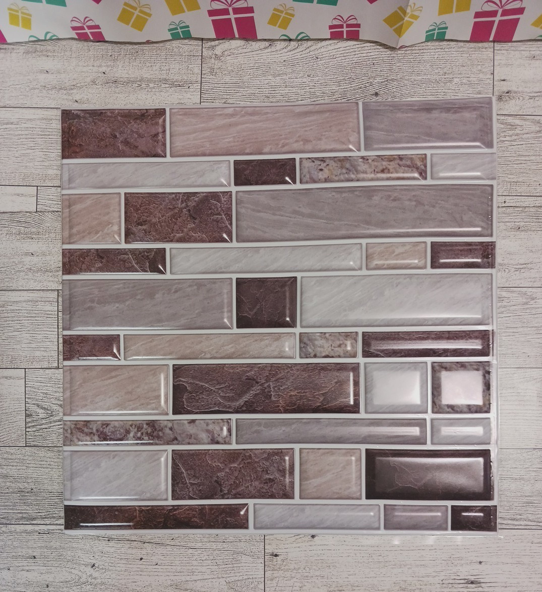 Wall Tile Gray & multi-color granite pattern. 10 piece plastic self adhesive 12″