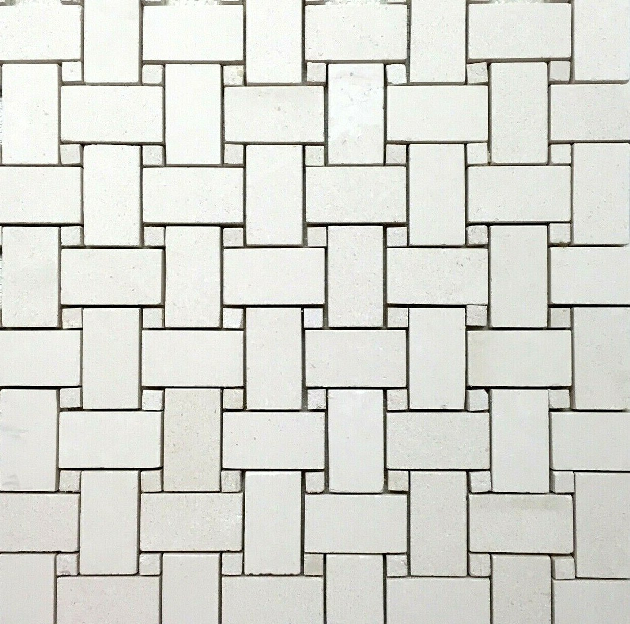 Champagne Limestone Basketweave Mosaic Wall Tile Monochrome 1.2 squarefoot