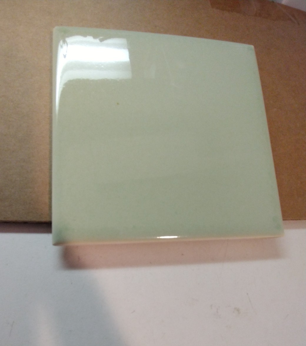 1 Tile Mosaic USA 4-3/8″ Gloss Seafoam Pale Green Ceramic Wall 1950 Vtg MCM