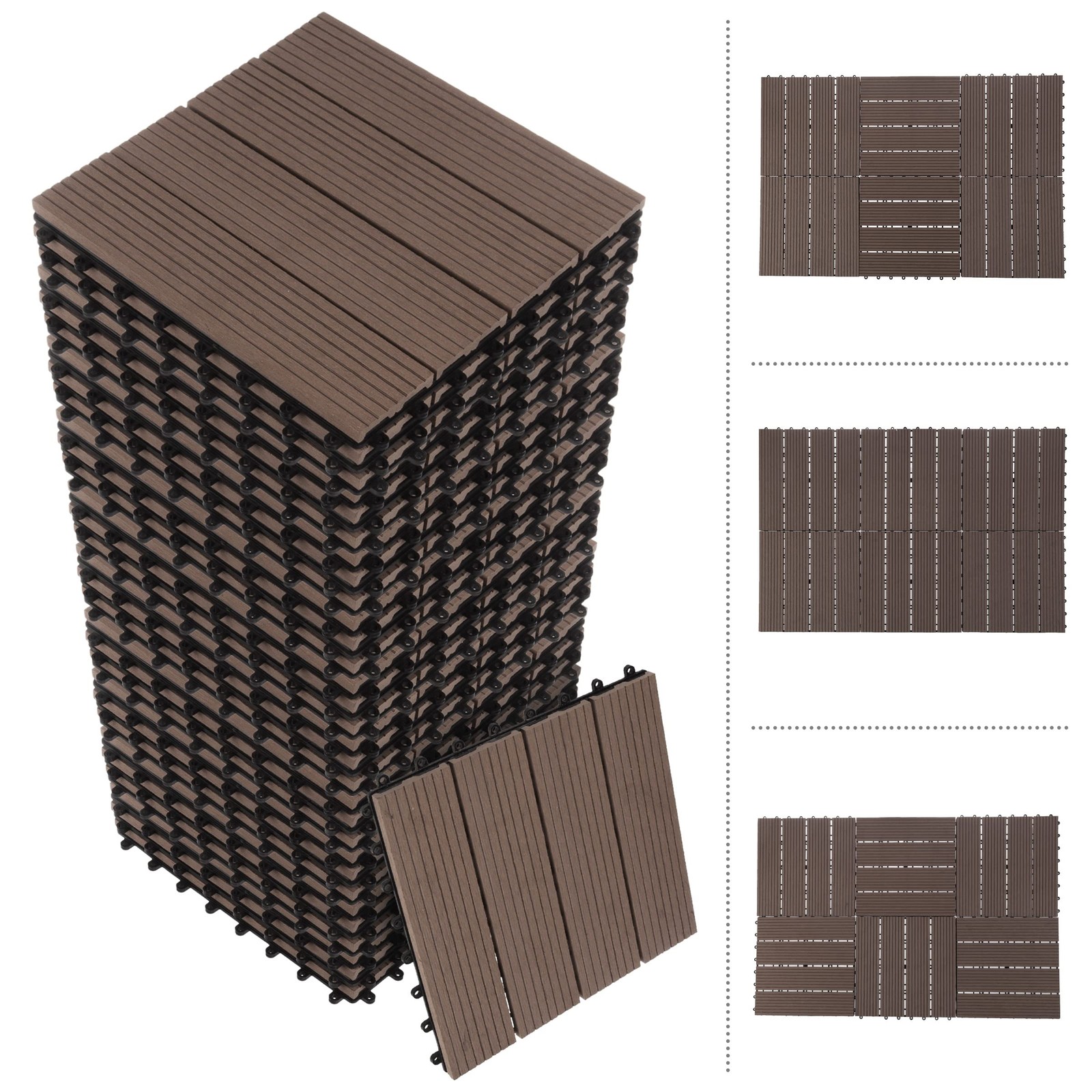 Interlocking Deck Tiles – 30-Pack 11.6-in Wood Plastic Composite All-Weather …