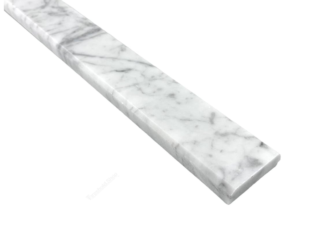 Double Beveled White Carrara Marble Threshold – 2 x 36 Inches for Floor Transiti