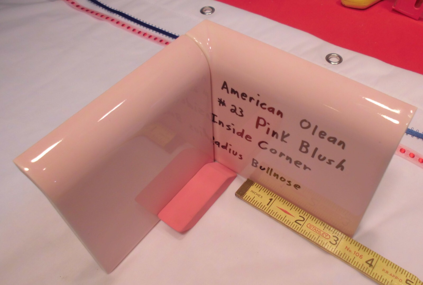 Pink Blush: Radius Bullnose Inside Ceramic Tile 4-1/4″ American Olean, AKR-4402