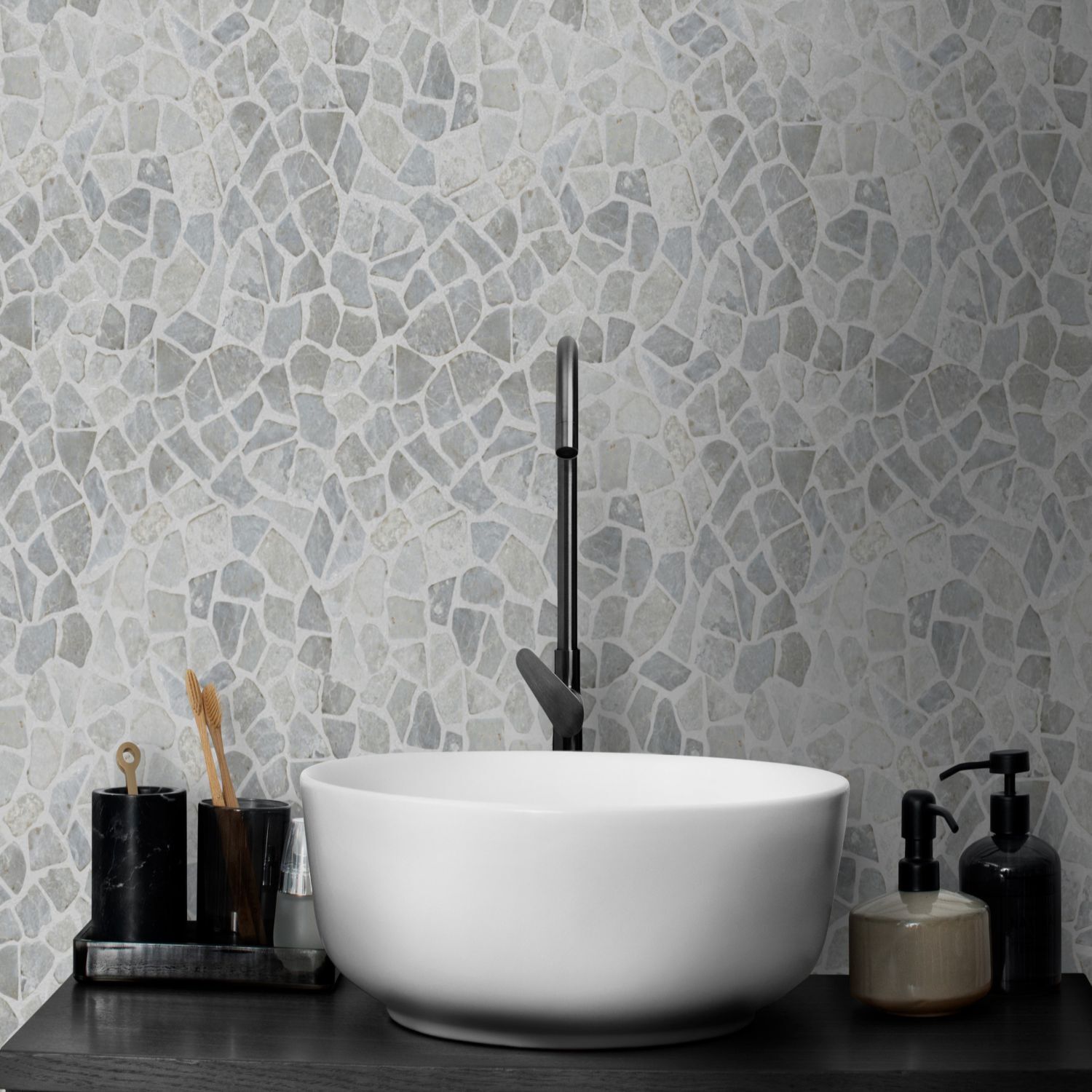 Nusa Grey Random Mosaic Wall & Floor Tile ($10.09/SqFt)