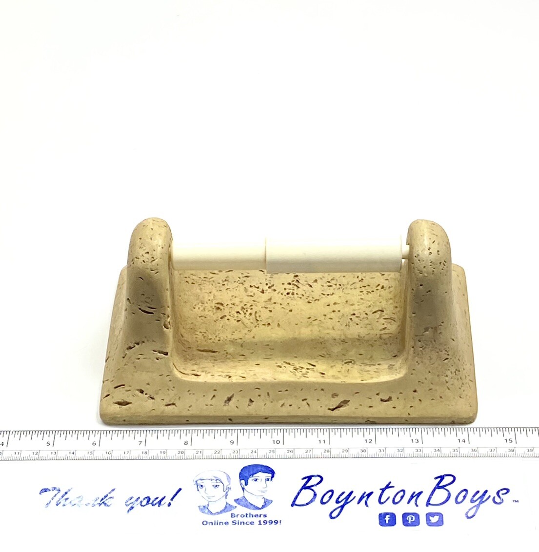 Travertine Stone Textured Toilet Paper Holder Bone Tan Brown