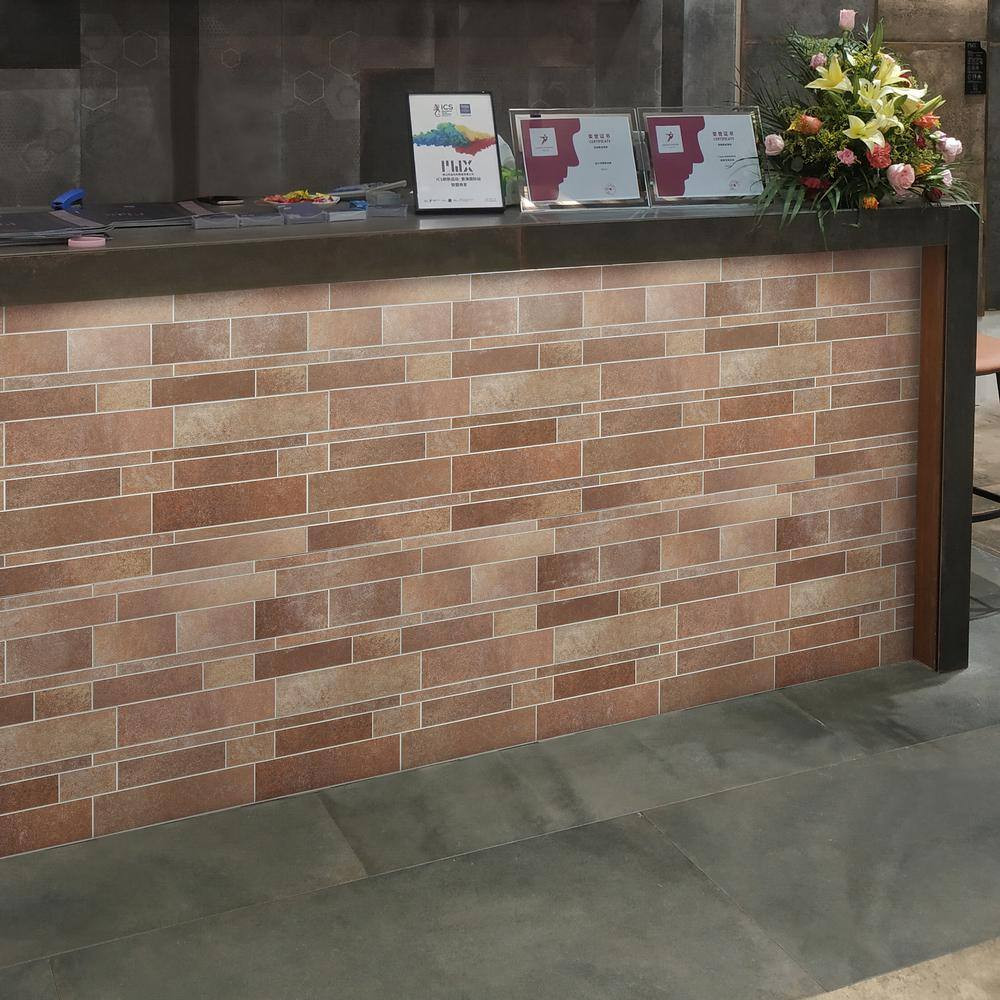 Luxe Core Railroad Terracotta 11.81 In. X 11.81 In. SPC Peel and Stick Tile (0.9