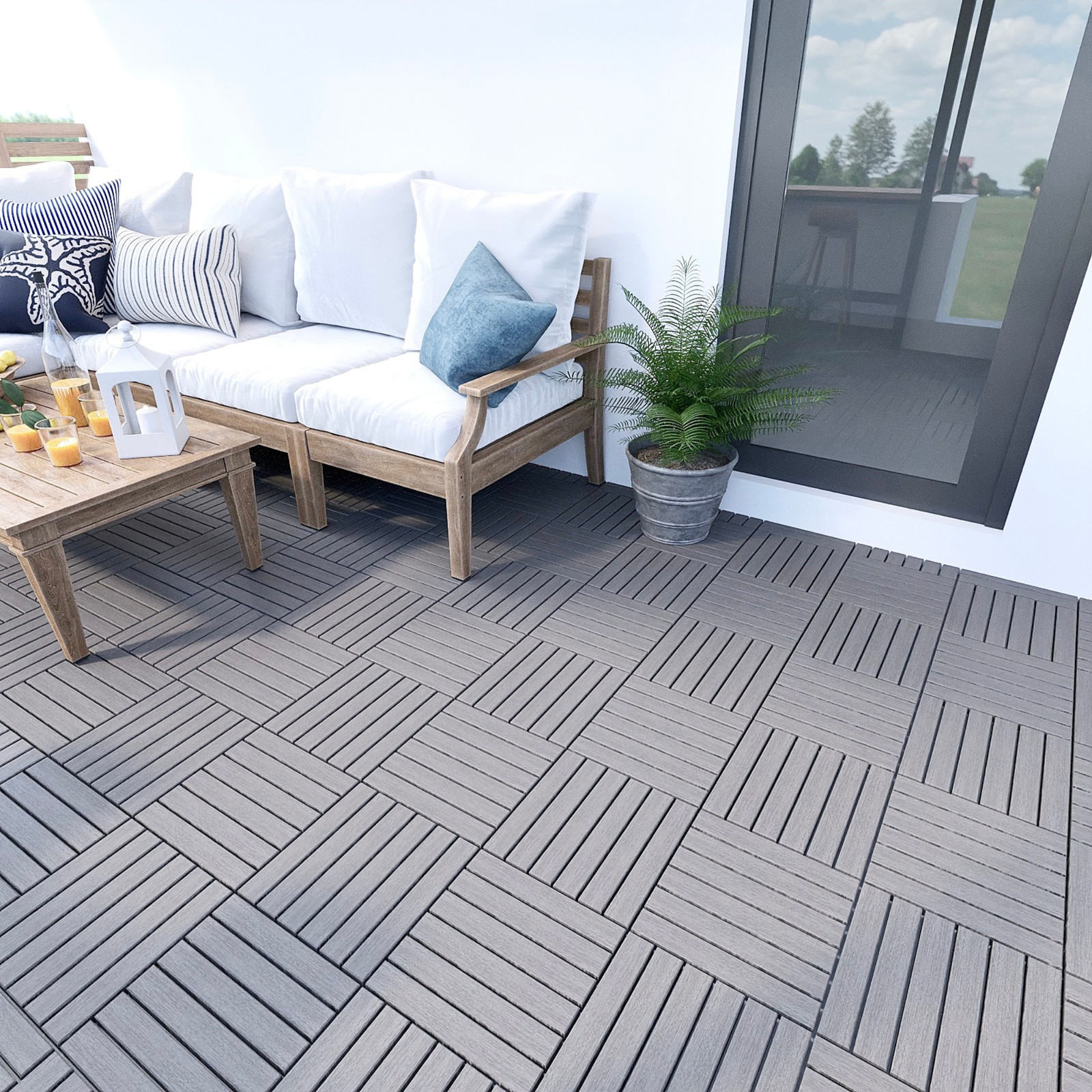 Square striped acacia hardwood outdoor flooring