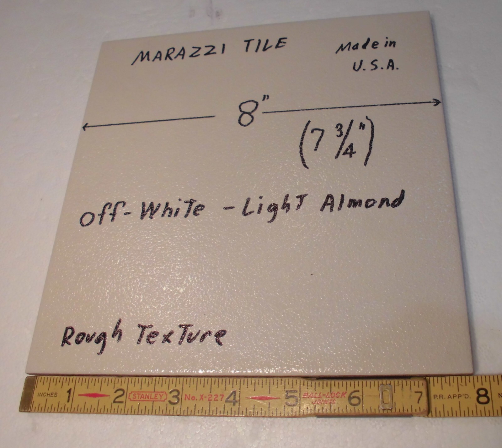 1 pc. Off-white – Light Almond: 8″ Ceramic Floor Tile by Marazzi, Rough Texture