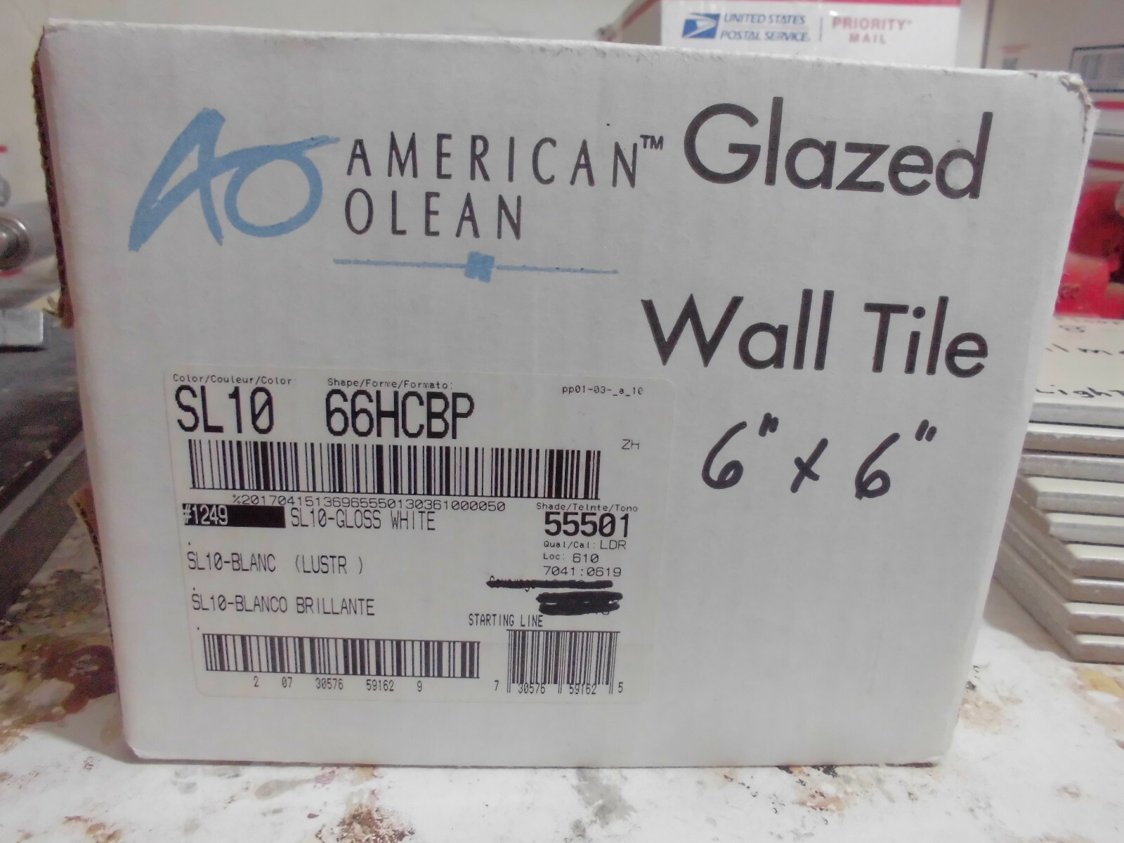 1 pc. *Gloss White #SL10* Ceramic Tile; 6″ X 6″ American Olean “Starting Line”